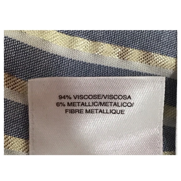 Anne Klein Metallic Striped Zippered Long Sleeve Shirt Dress Size 4 - Picture 3 of 11